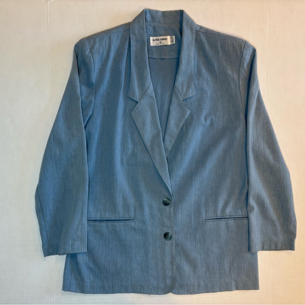 Alfred Dunner VTG blue textured blazer jacket business casual size 12